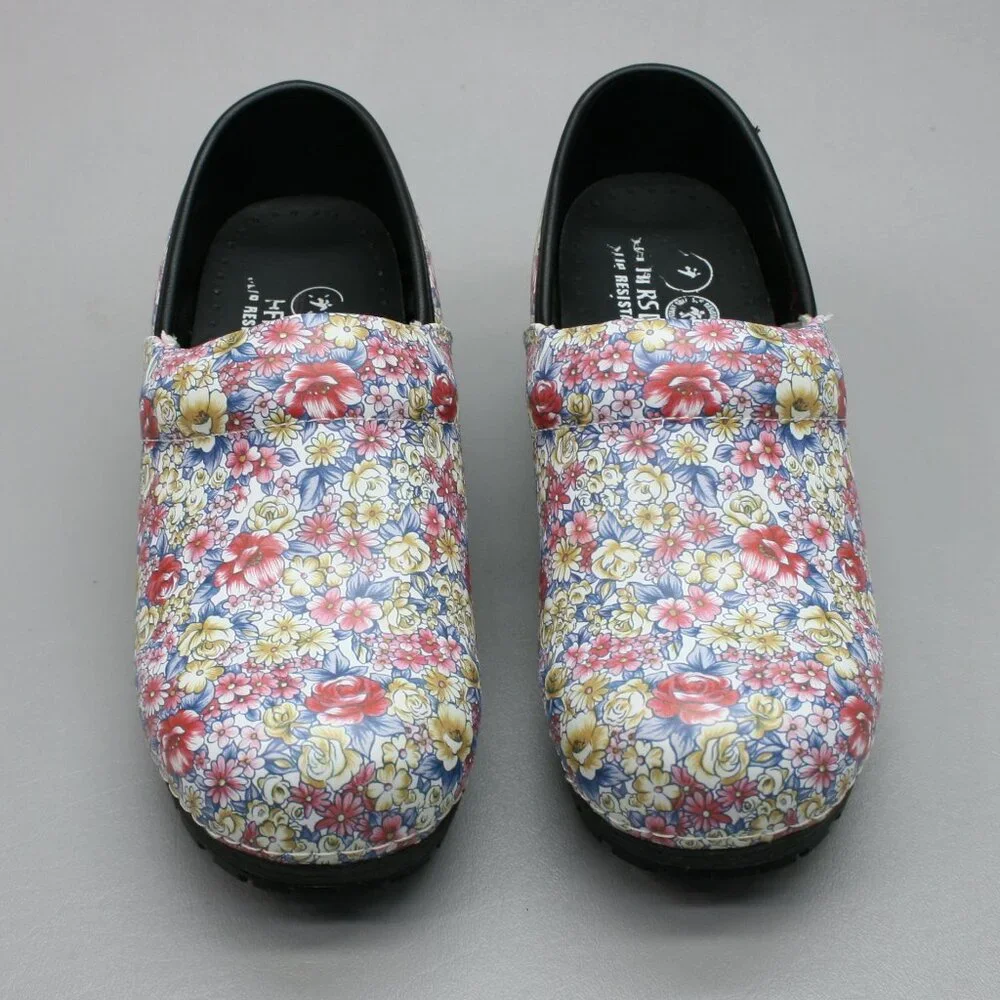 Skechers Ladies 9.5 Candaba Floral Multi Color Leather Nursing Work Clogs Shoes - Picture 5 of 12